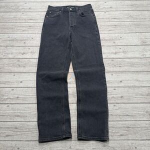 Denim Forum Jeans Women's 25 Black Faded Denim Arlo High Rise Straight Leg Retro